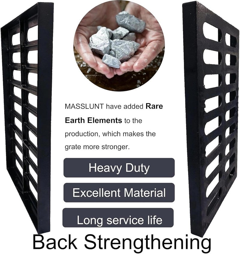 masslunt Cast Iron Drain Grate 20x12 in, A-Class 3372 lbs Heavy-Duty Channel Cover, Outdoor Trench Drainage Grate, Black Rectangle Metal Sewer Cover for Foot Traffic (True 19.7x11.8) - Image 4